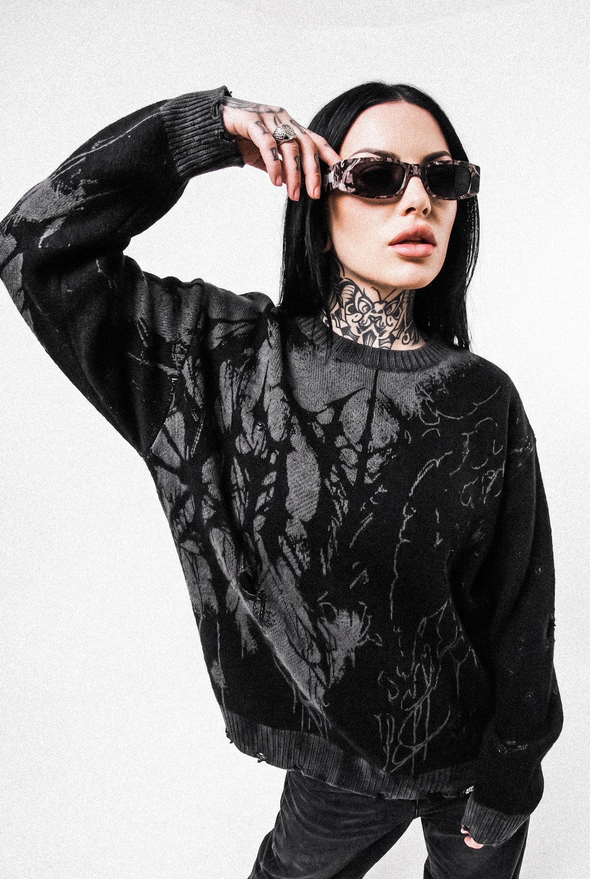 Daggerwave (Black) - Knit Sweater (600GSM)