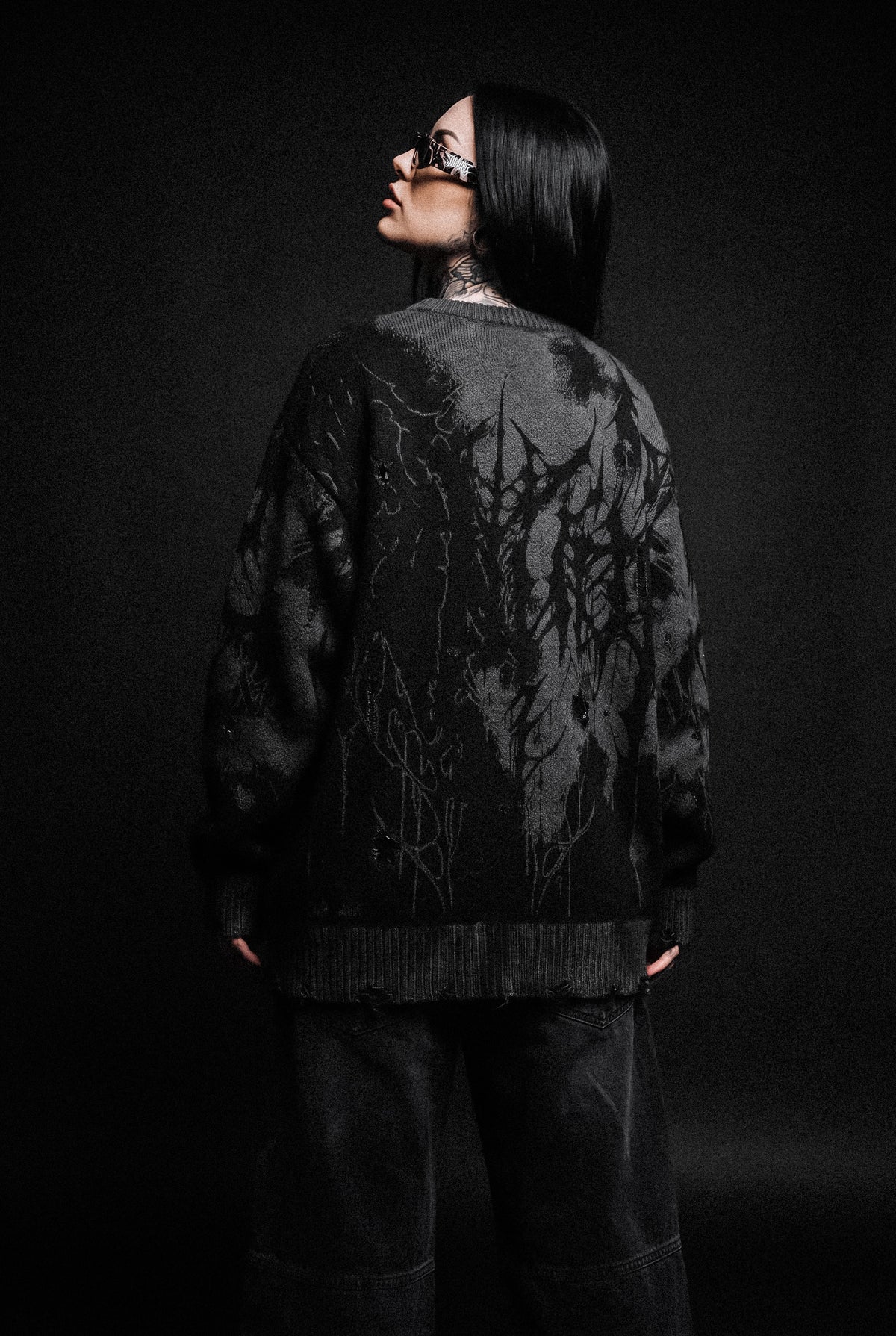 Daggerwave (Black) - Knit Sweater (600GSM)