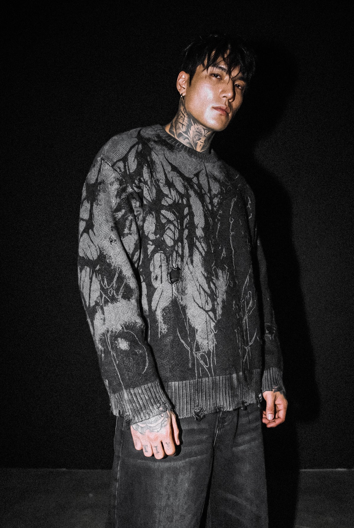 Daggerwave (Black) - Knit Sweater (600GSM)