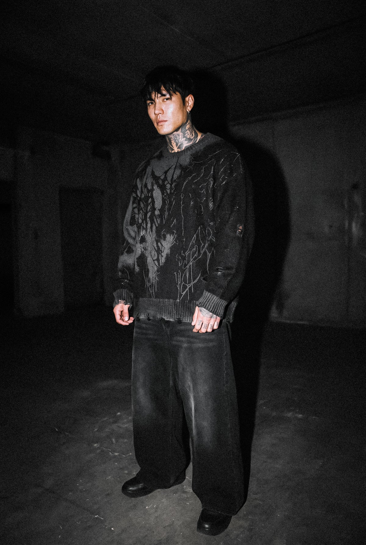 Daggerwave (Black) - Knit Sweater (600GSM)