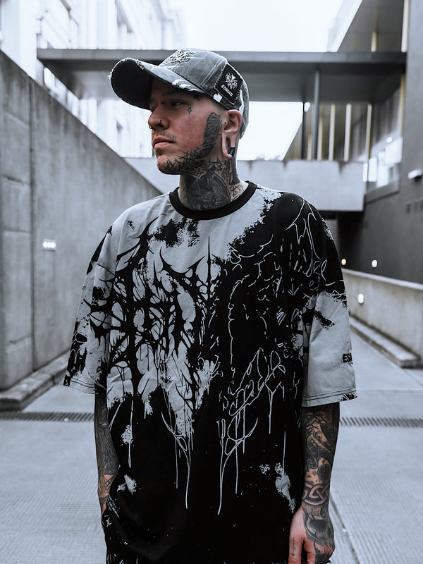 Daggerwave (grey dye) - Oversized T-Shirt (200GSM) Lifestyle Image
