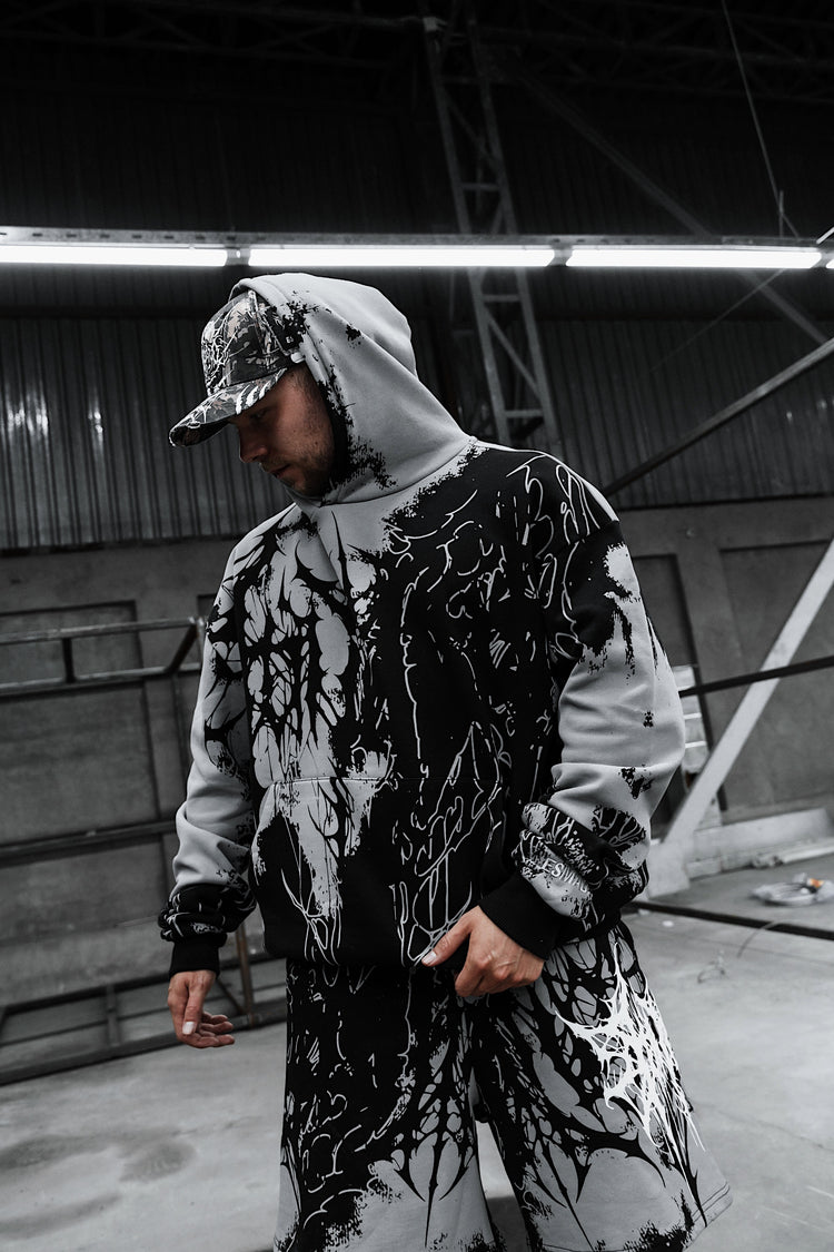 Daggerwave (grey dye) - Oversized Hoodie (350GSM) Image 4