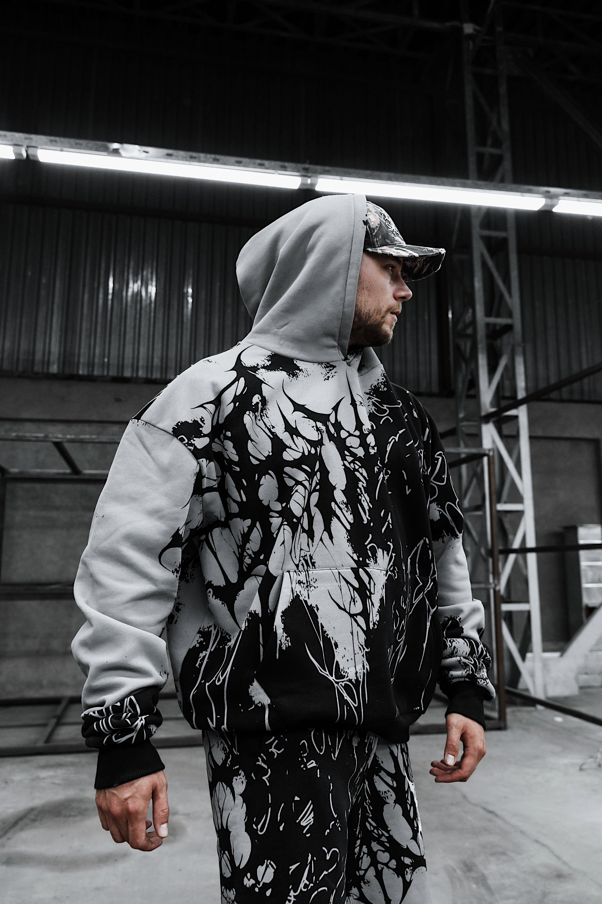 Daggerwave (grey dye) - Oversized Hoodie (350GSM)