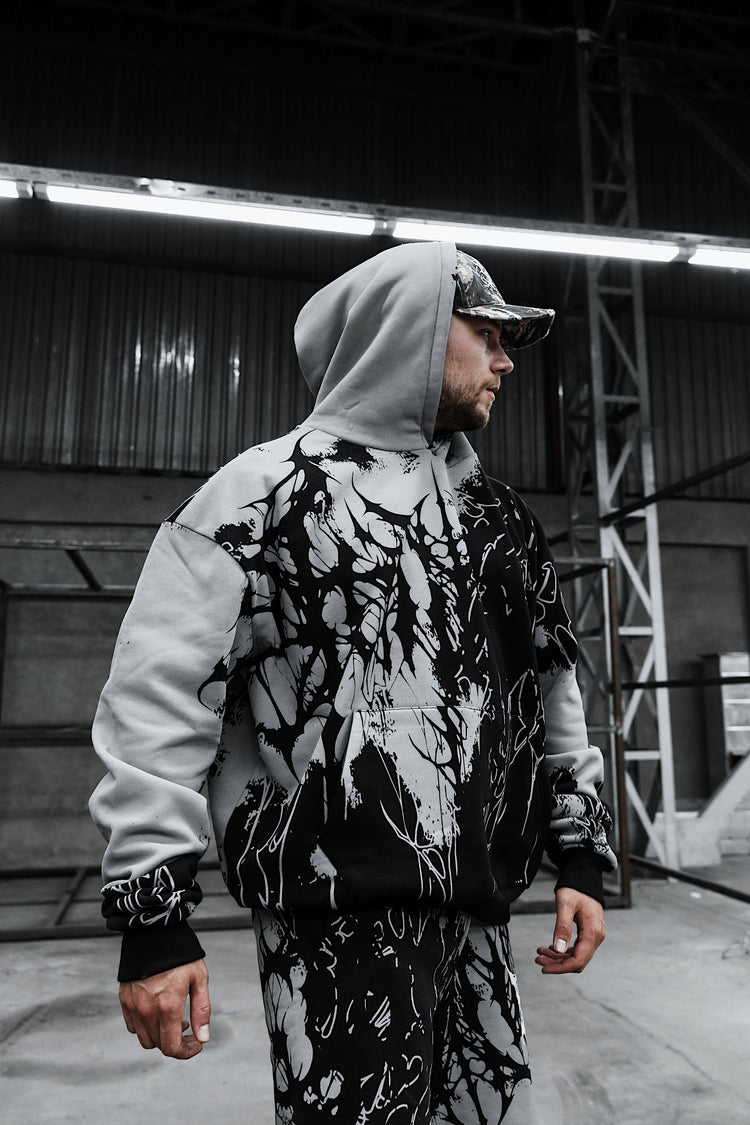 Daggerwave (grey dye) - Oversized Hoodie (350GSM) Image 5
