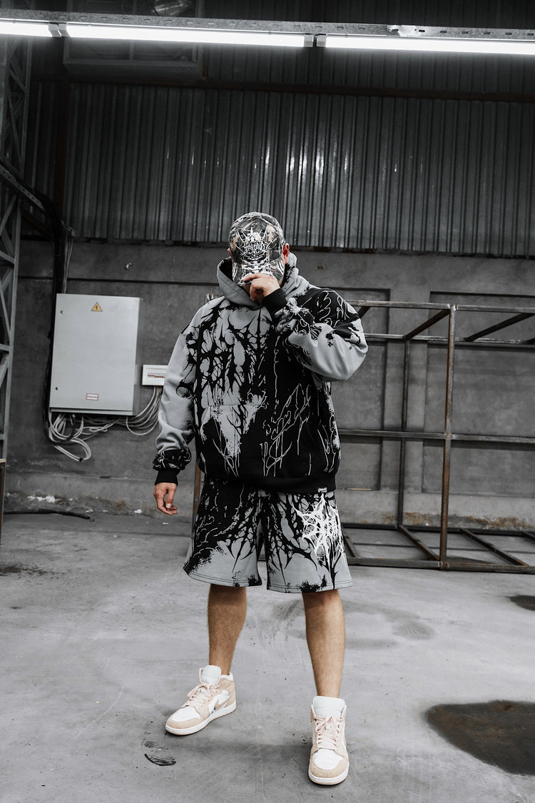 Daggerwave (grey dye) - Oversized Hoodie (350GSM) Image 7