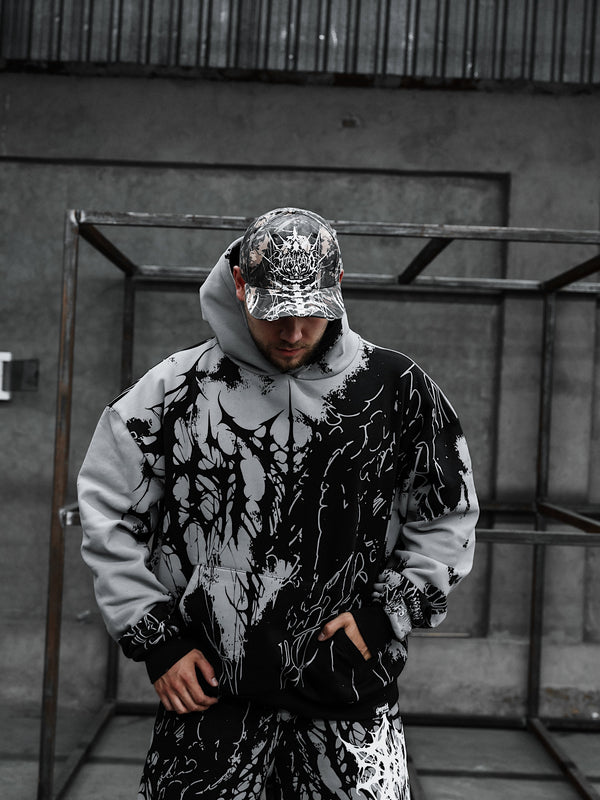 Daggerwave (grey dye) - Oversized Hoodie (350GSM) Lifestyle Image