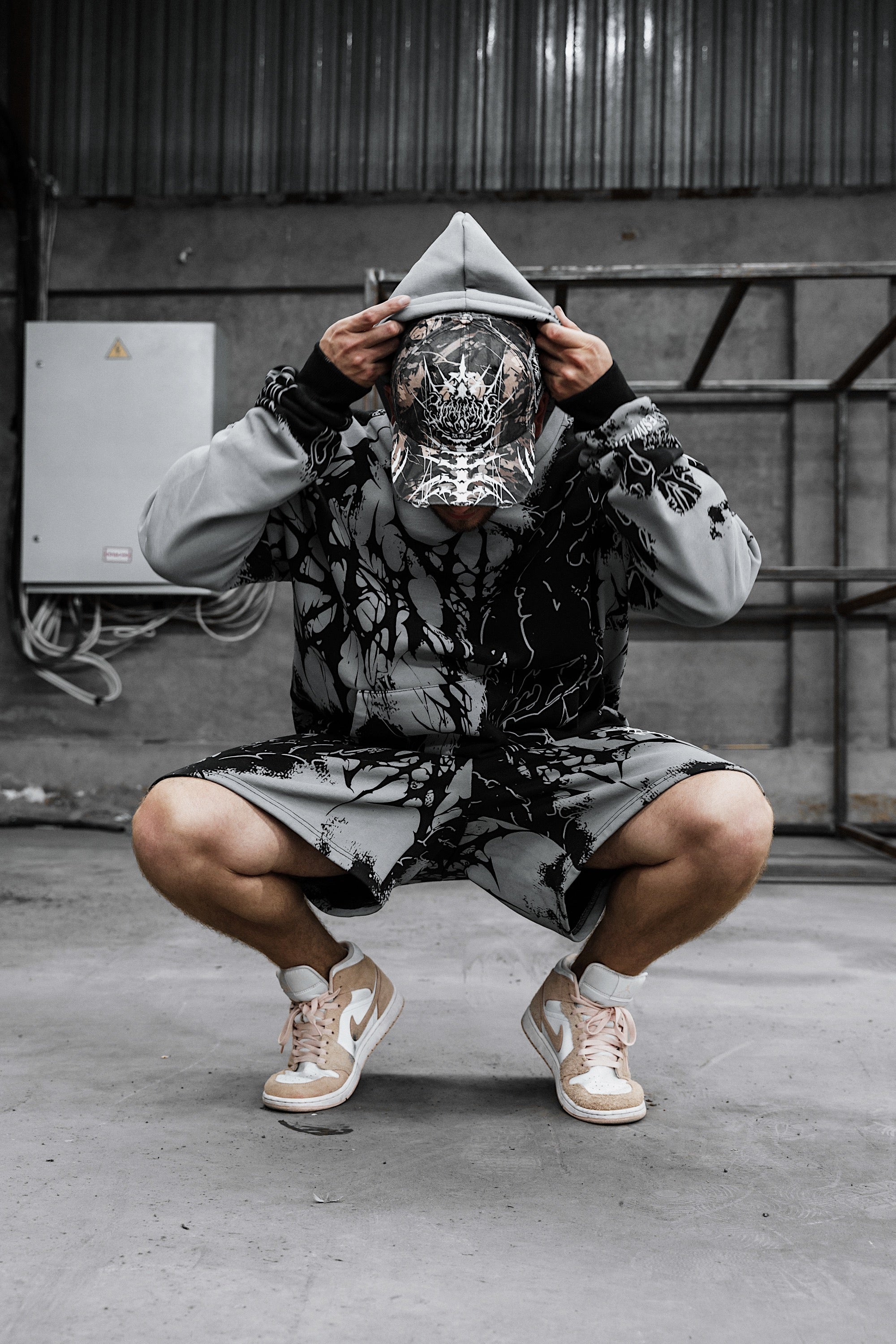 Daggerwave (grey dye) - Oversized Hoodie (350GSM)