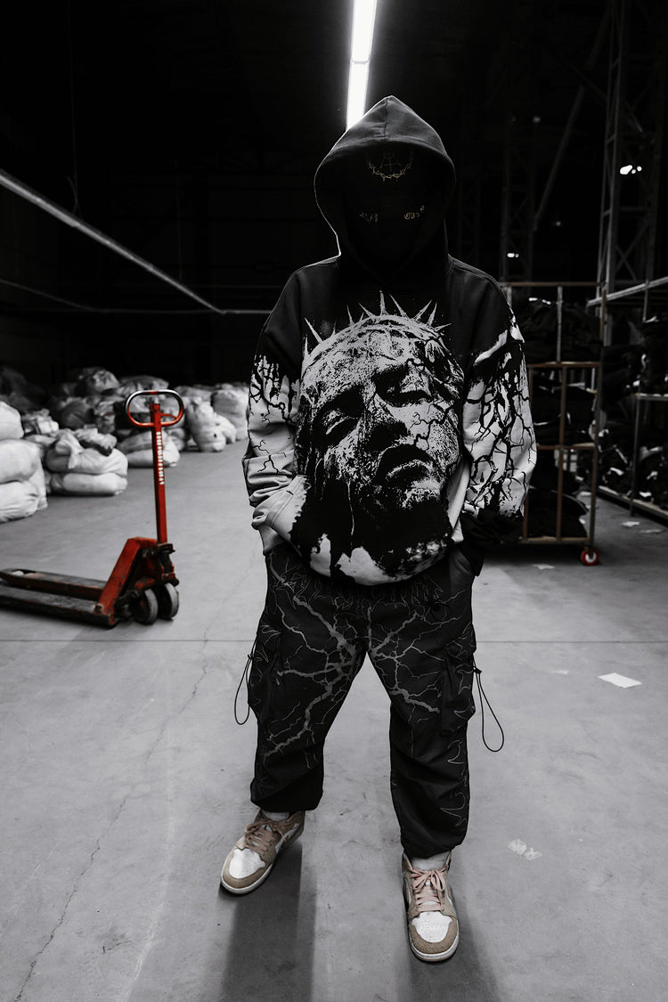 Duskbound (black grey) - Oversized Hoodie (350GSM) Image 5