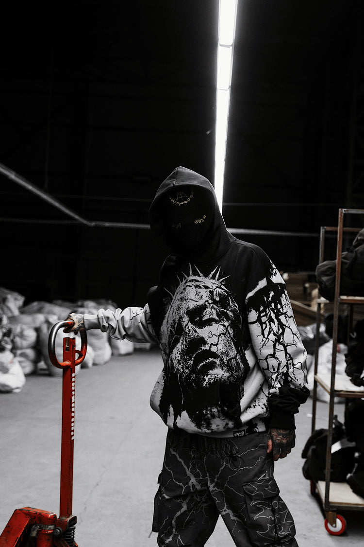 Duskbound (black grey) - Oversized Hoodie (350GSM) Image 7