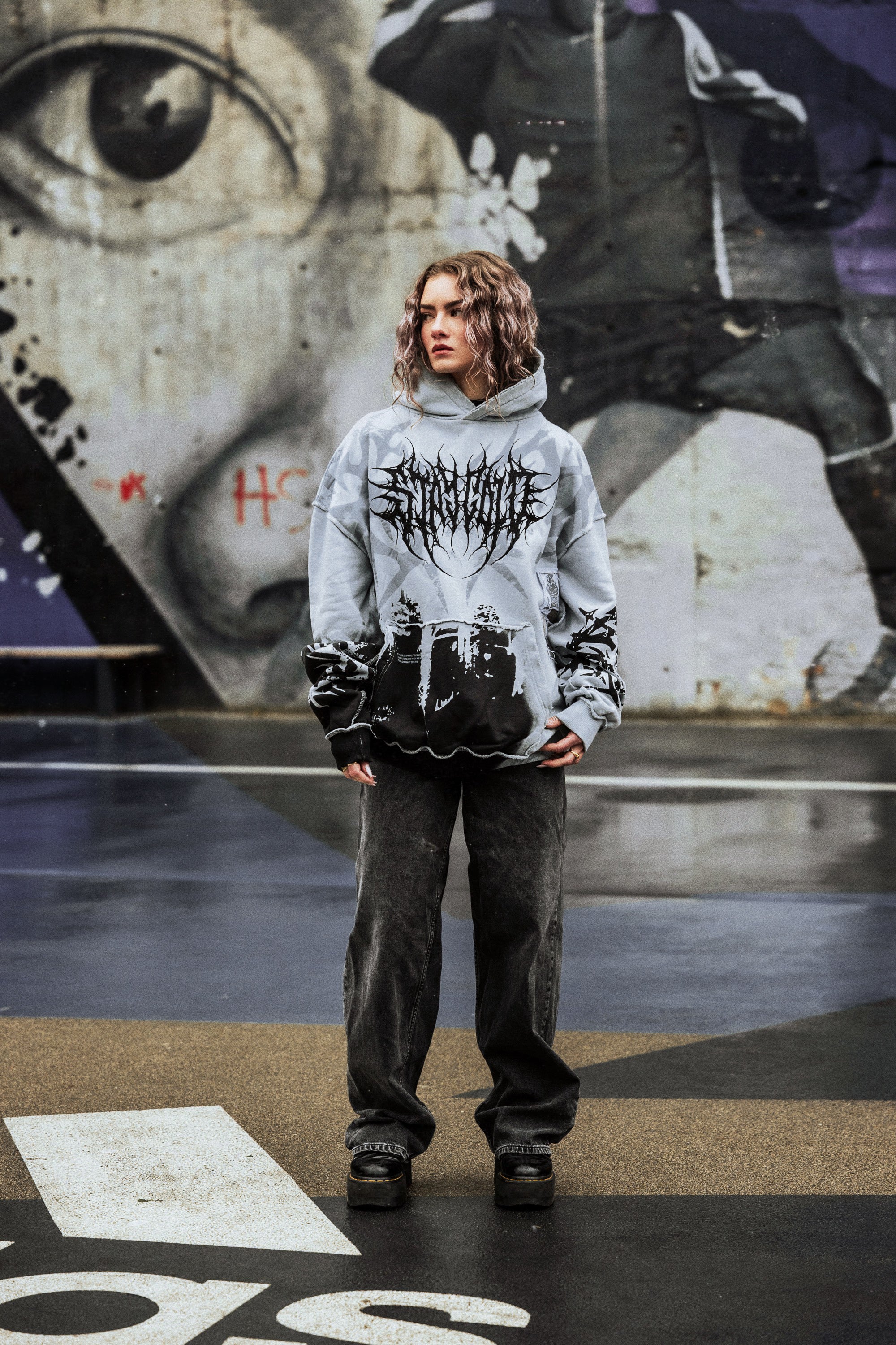 Earthworn (light blue) - Heavy Oversized Hoodie (400GSM)