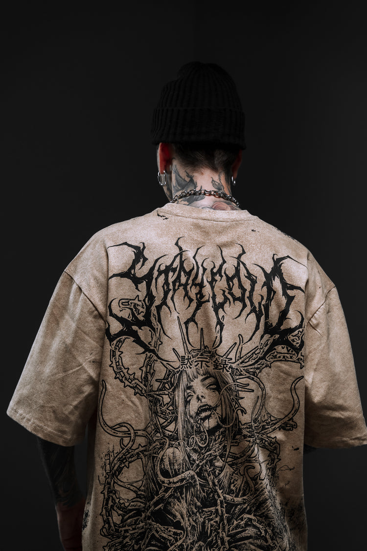 Gravewire (beige) - Oversized T-Shirt (200GSM) Image 4