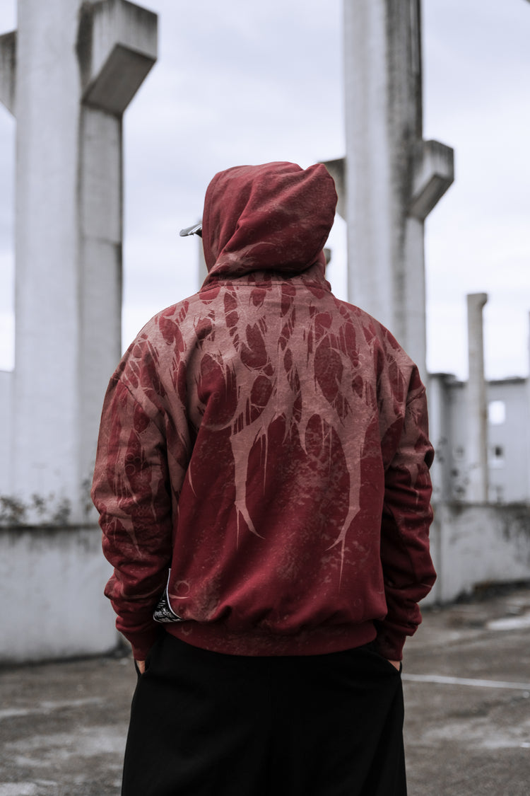 Grimfall - Heavy Oversized Hoodie (Rusty Red) 400GSM Image 3