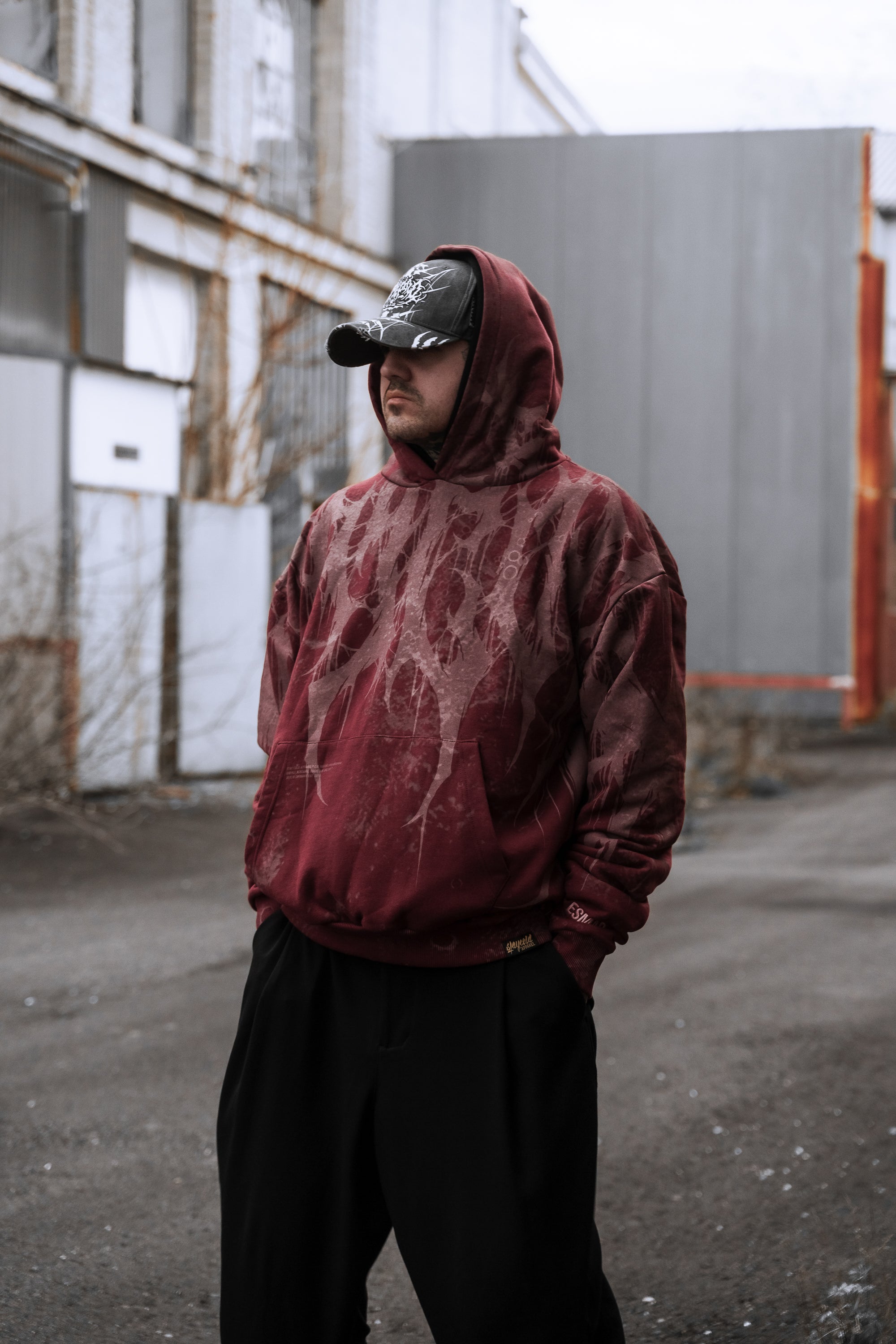 Grimfall - Heavy Oversized Hoodie (Rusty Red) 400GSM