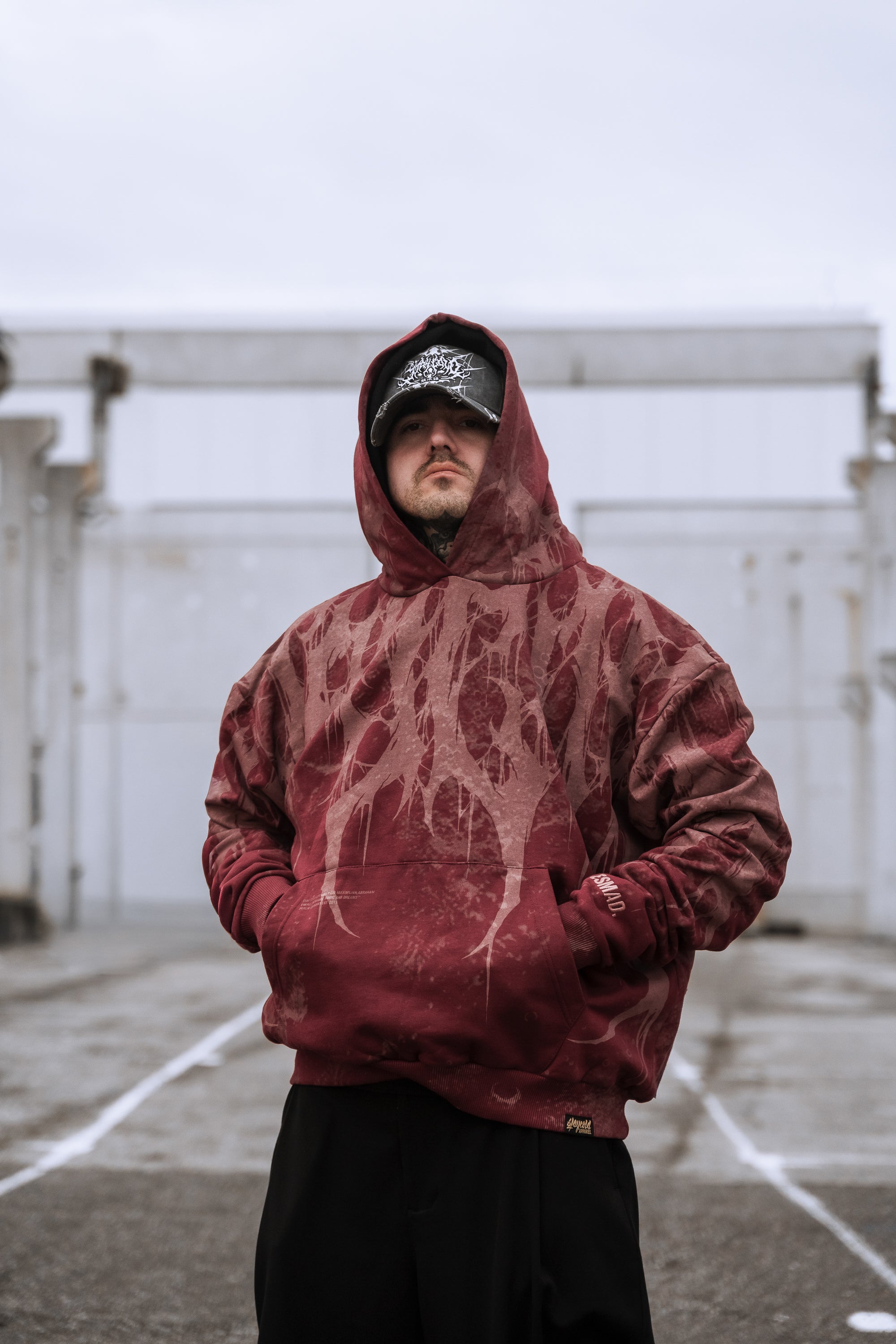 Grimfall - Heavy Oversized Hoodie (Rusty Red) 400GSM