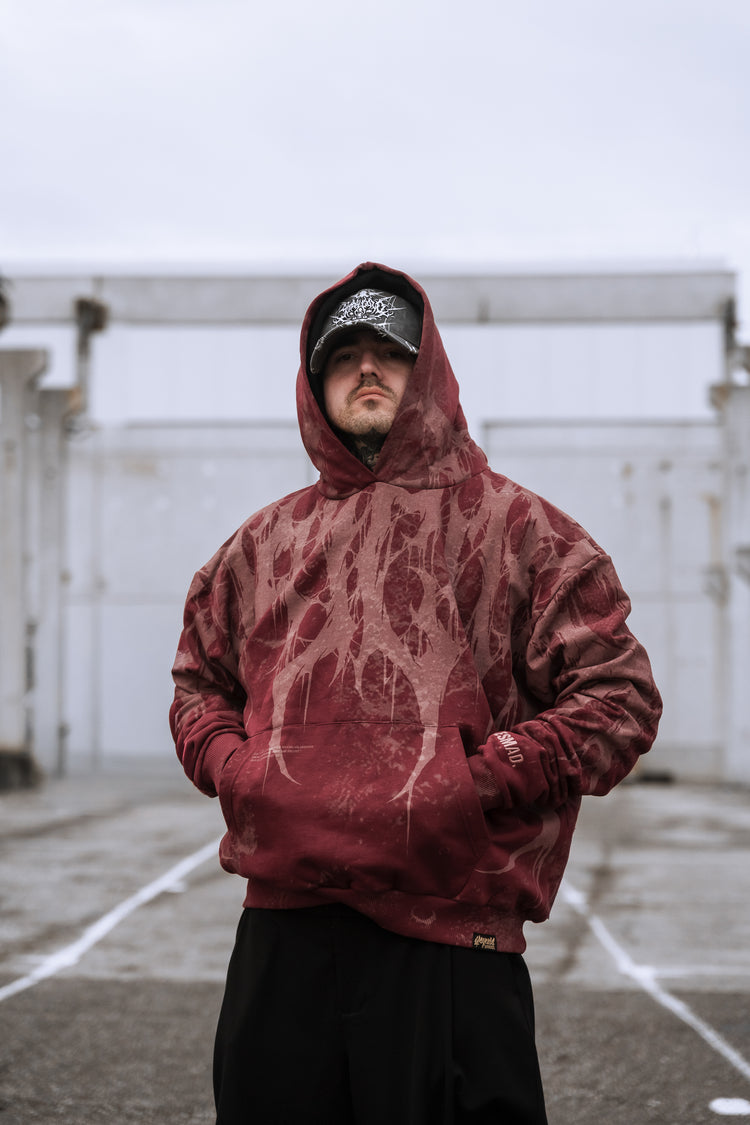 Grimfall - Heavy Oversized Hoodie (Rusty Red) 400GSM Image 4