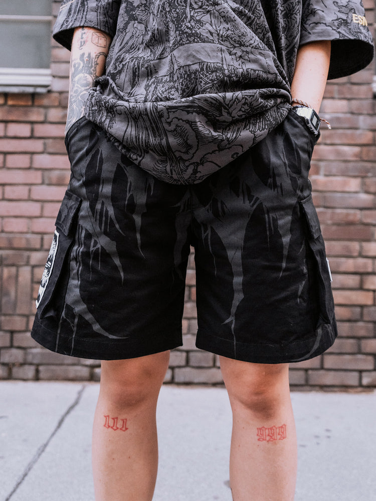 Grimfall (Grey) - Cargo Shorts (260GSM) Image 6