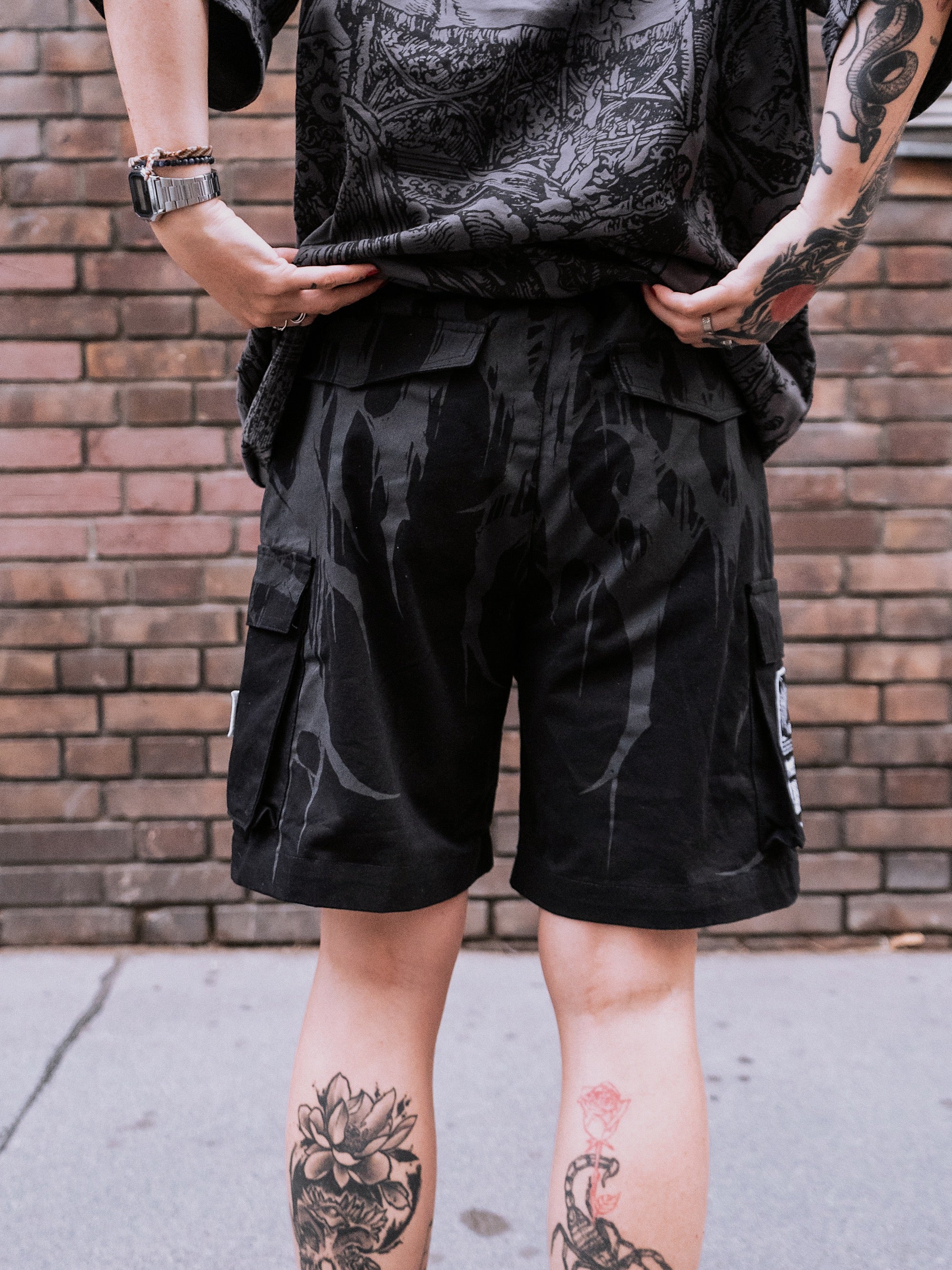 Grimfall (Grey) - Cargo Shorts (260GSM)