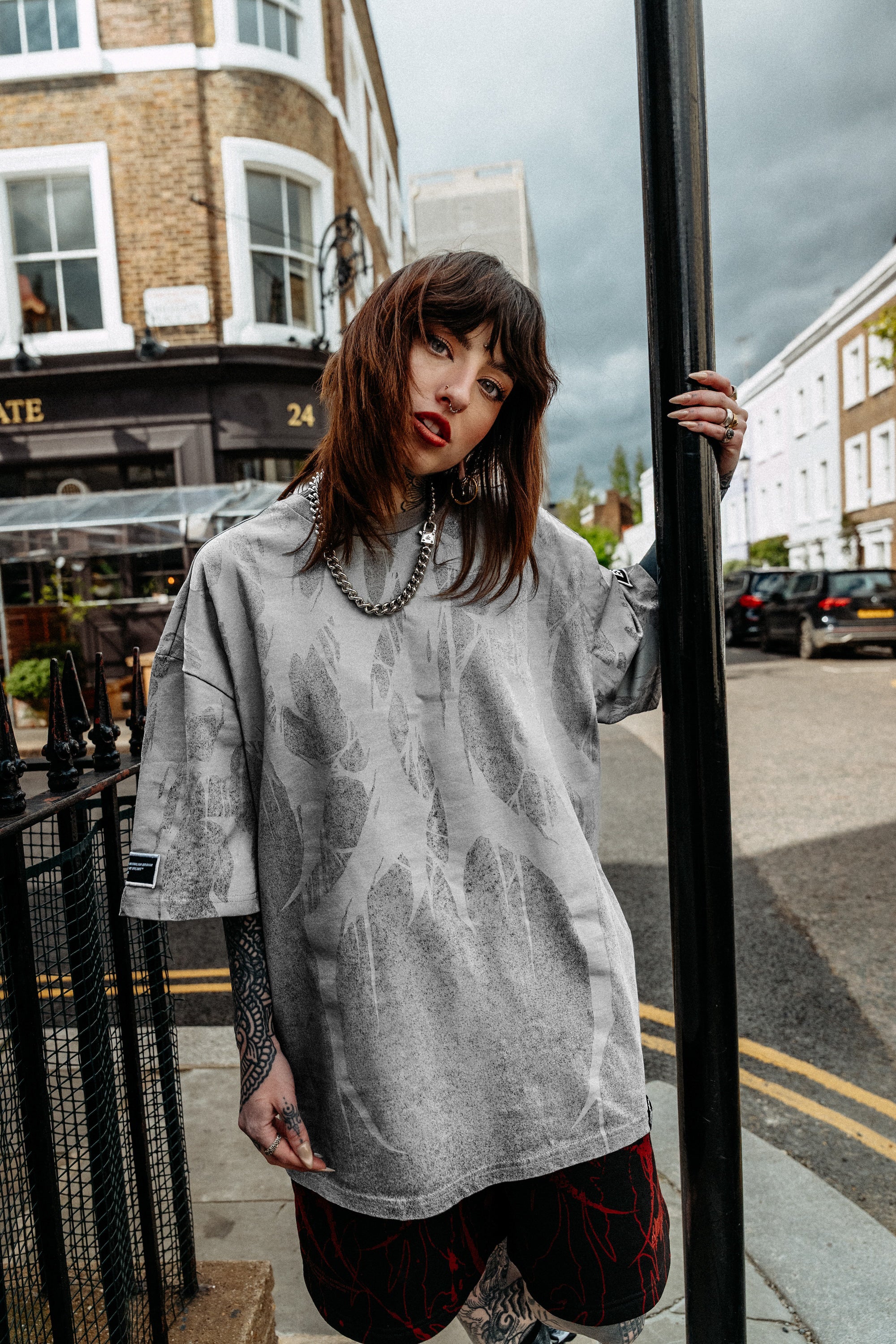 Grimfall - Heavy Oversized T-Shirt (Grey) 250GSM