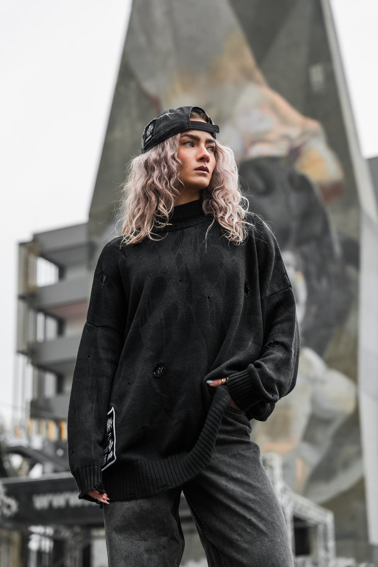 Grimfall (dark grey) - Knit Sweater (600GSM) Image 5