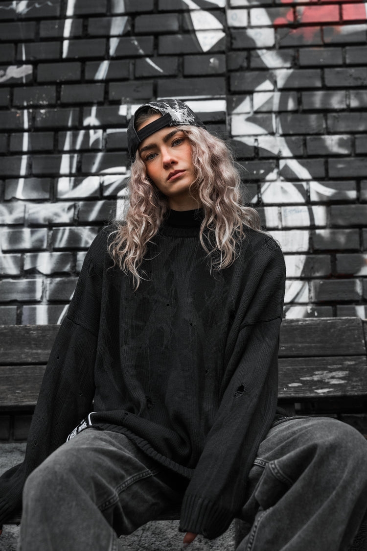 Grimfall (dark grey) - Knit Sweater (600GSM) Image 4