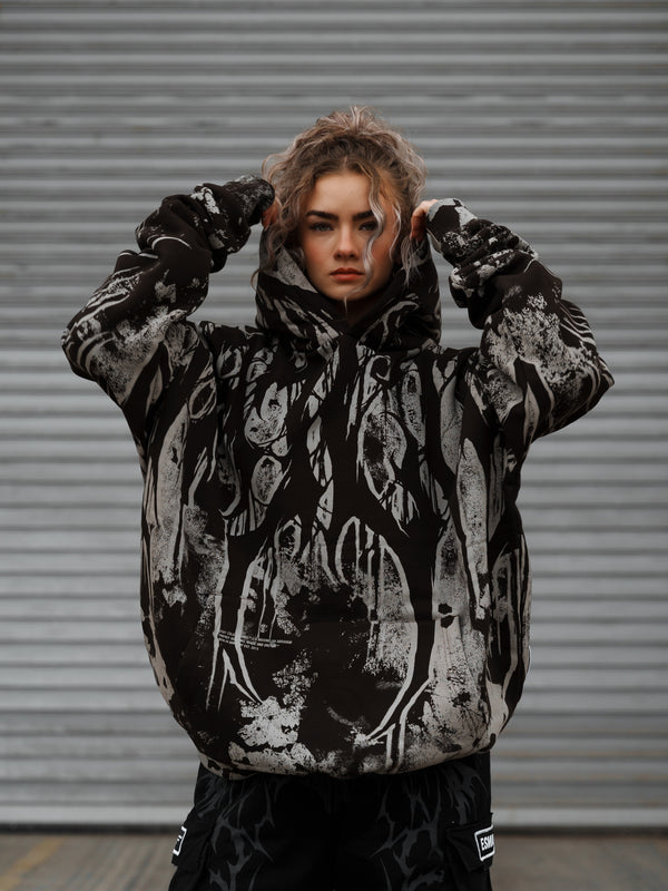 Grimfall (sandstone) - Heavy Oversized Hoodie (400GSM) Lifestyle Image