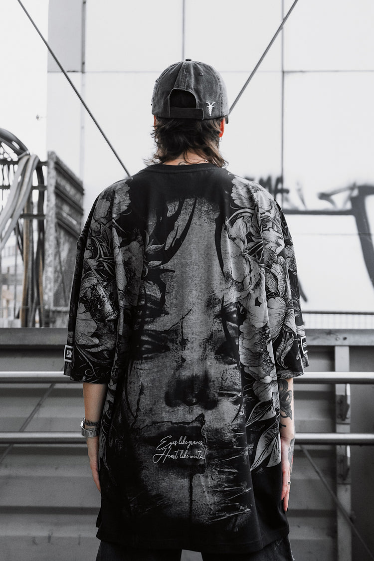 Heart Like Winter (Allover) - Heavy Oversized T-Shirt (250GSM) Image 8