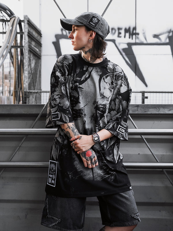 Heart Like Winter (Allover) - Heavy Oversized T-Shirt (250GSM) Lifestyle Image