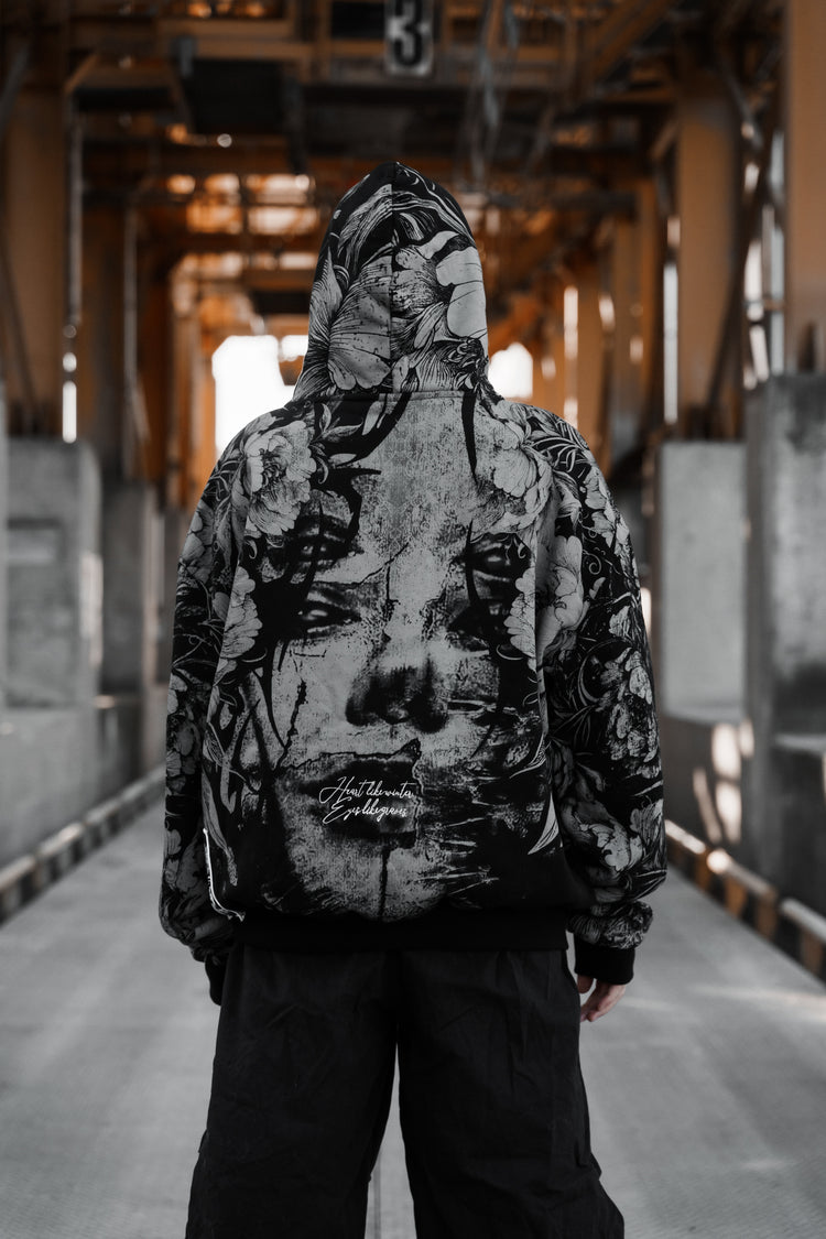 Heart Like Winter (allover) - Heavy Oversized Hoodie (400GSM) Image 3