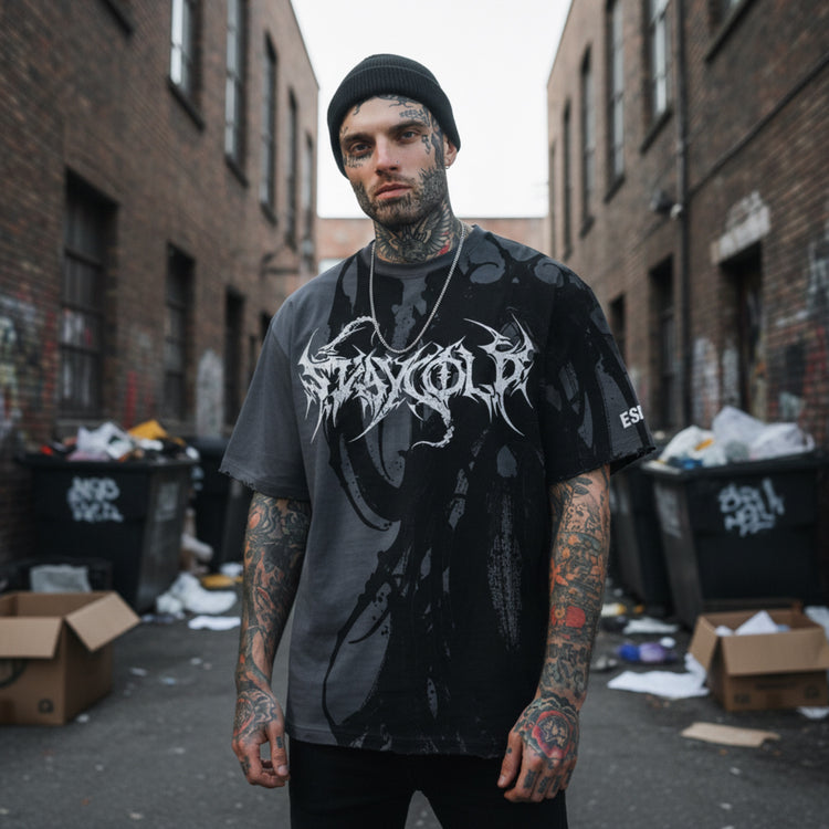 Bride Of The Maw (Black Acid Washed) - Reversible Oversized T-Shirt (200GSM) Image 2