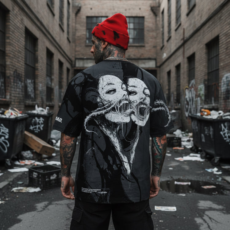 Bride Of The Maw (Black Acid Washed) - Reversible Oversized T-Shirt (200GSM)