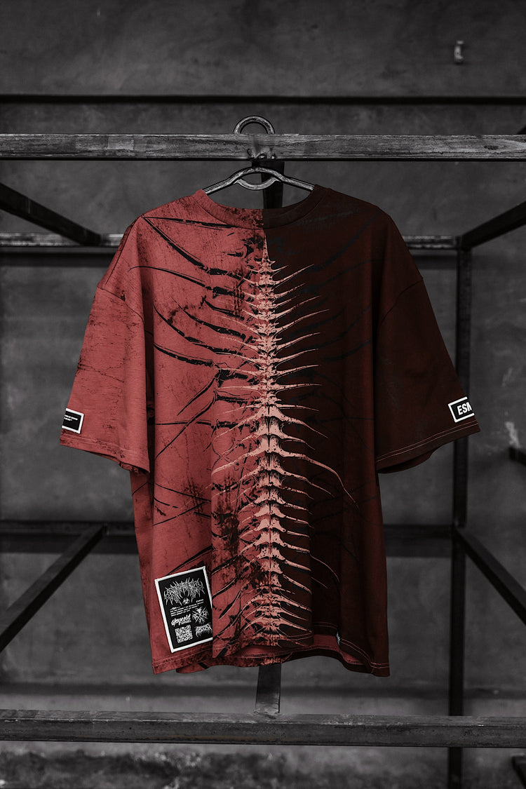 Lineage Of Dusk (half half red) - Heavy Oversized T-Shirt (250GSM) Image 6
