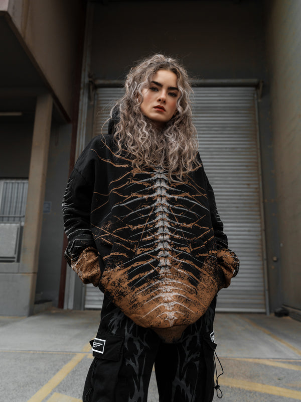Lineage Of Dusk (ocker) - Heavy Oversized Hoodie (400GSM) Lifestyle Image