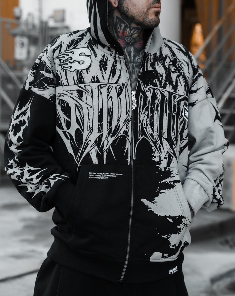 Lord Of Chaos (half half) - Heavy Zipper Hoodie (400GSM) Image 9