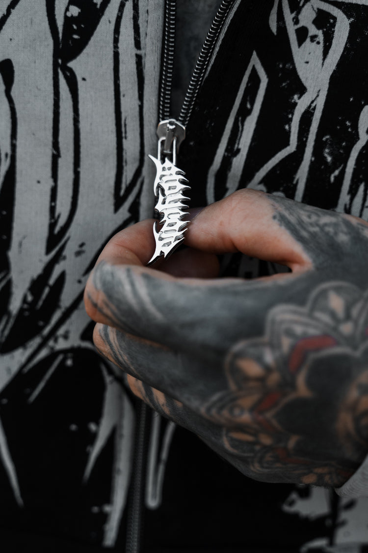 Lord Of Chaos (half half) - Heavy Zipper Hoodie (400GSM) Image 5