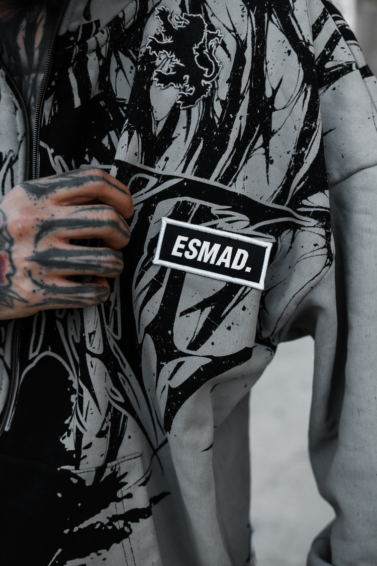 Lord Of Chaos (half half) - Heavy Zipper Hoodie (400GSM) Image 4