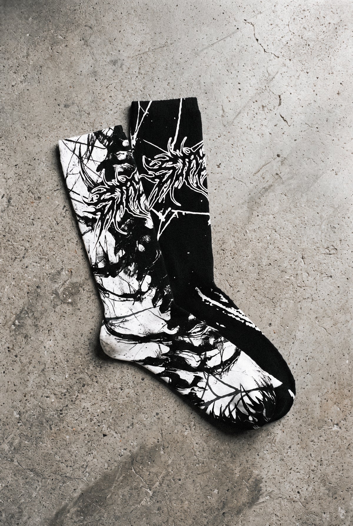Marble Chaos (Black White) - Comfort Socks