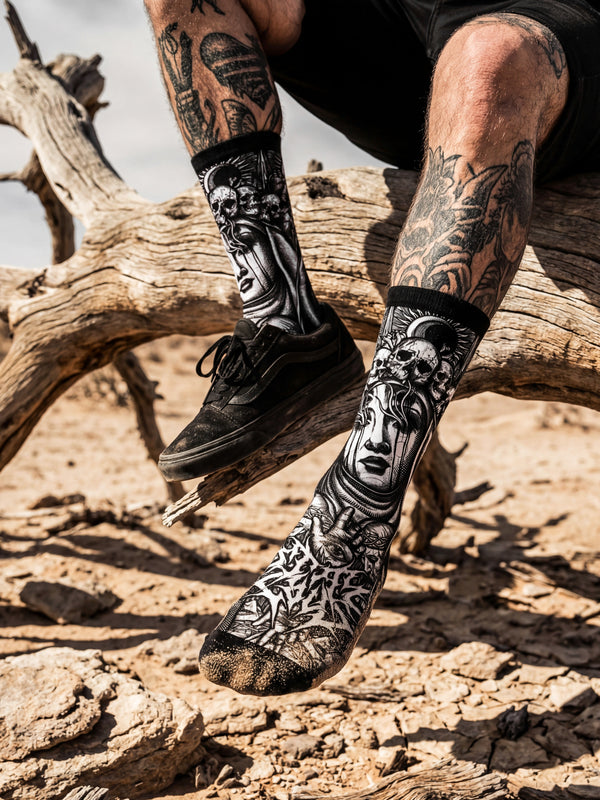 Marrow of Eden (black white) - Comfort Socks Lifestyle Image