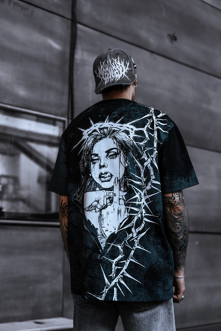 Middle Finger Up (blue) - Customized Regular T-Shirt 200GSM Image 4