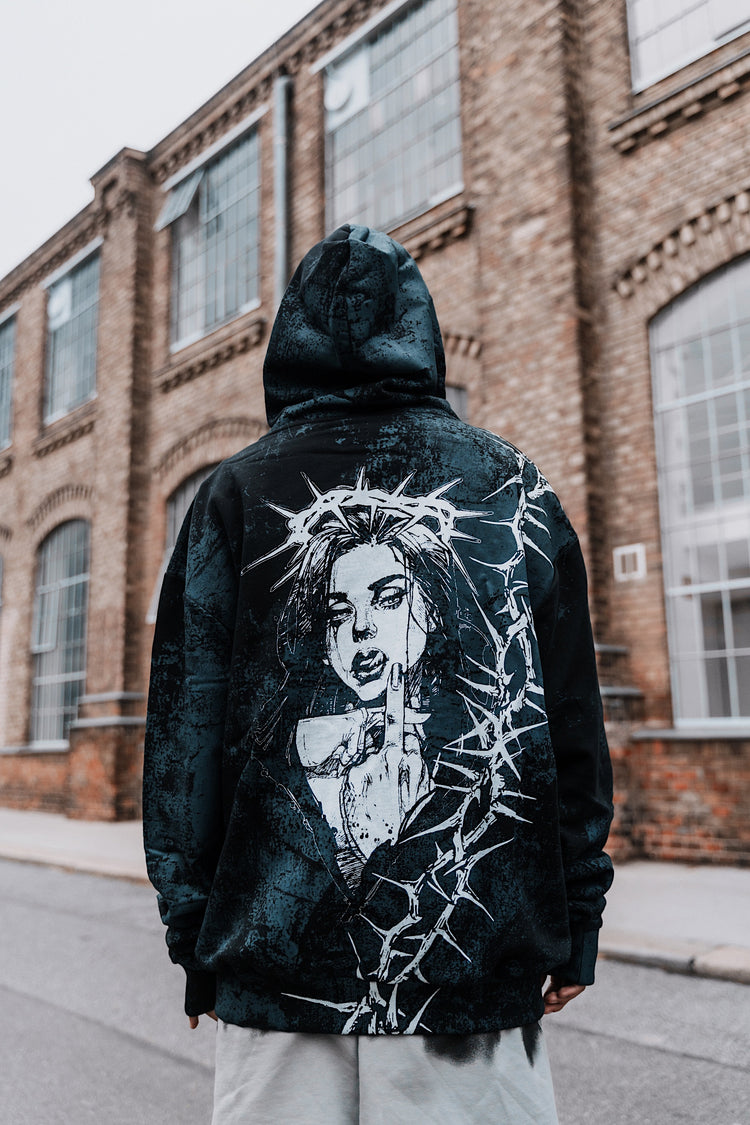 Middle Finger Up (custom) - Oversized Hoodie (350GSM) Image 4