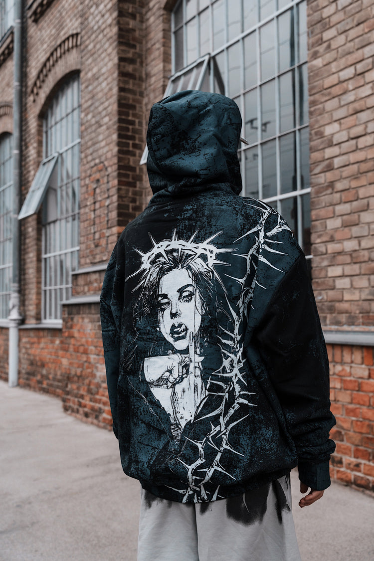 Middle Finger Up (custom) - Oversized Hoodie (350GSM) Image 6