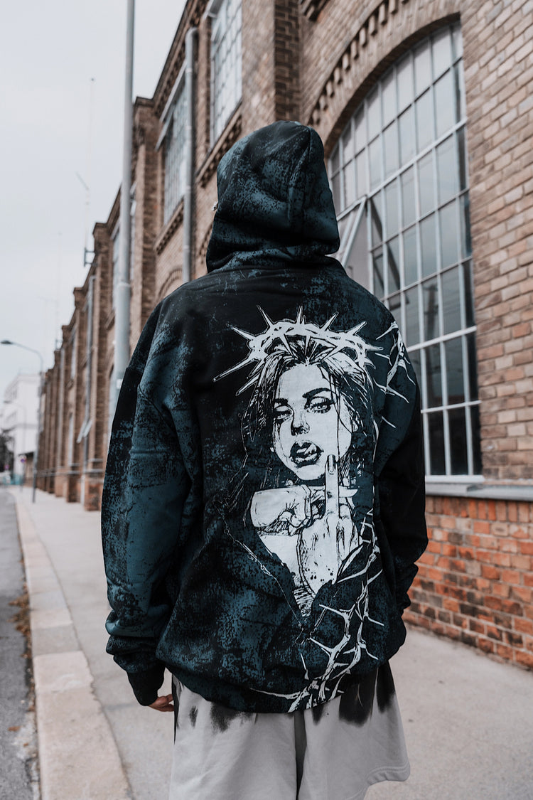 Middle Finger Up (custom) - Oversized Hoodie (350GSM) Image 1
