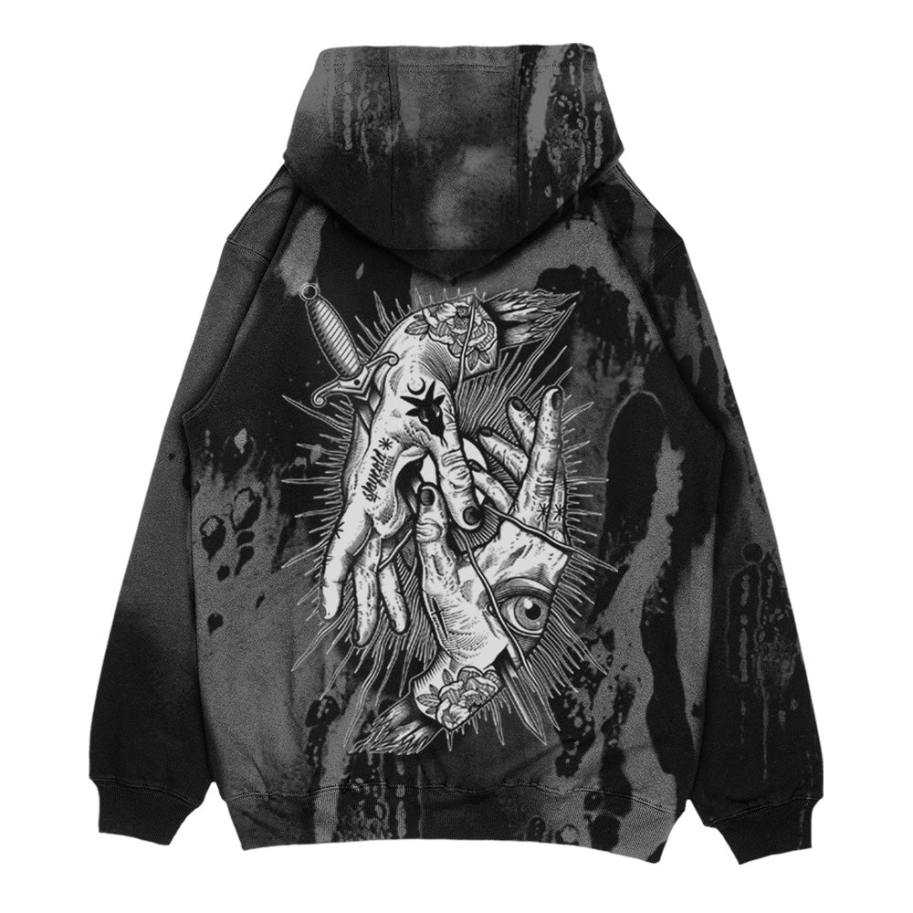 Think Twice (grey dye) - Oversized Hoodie (350GSM)