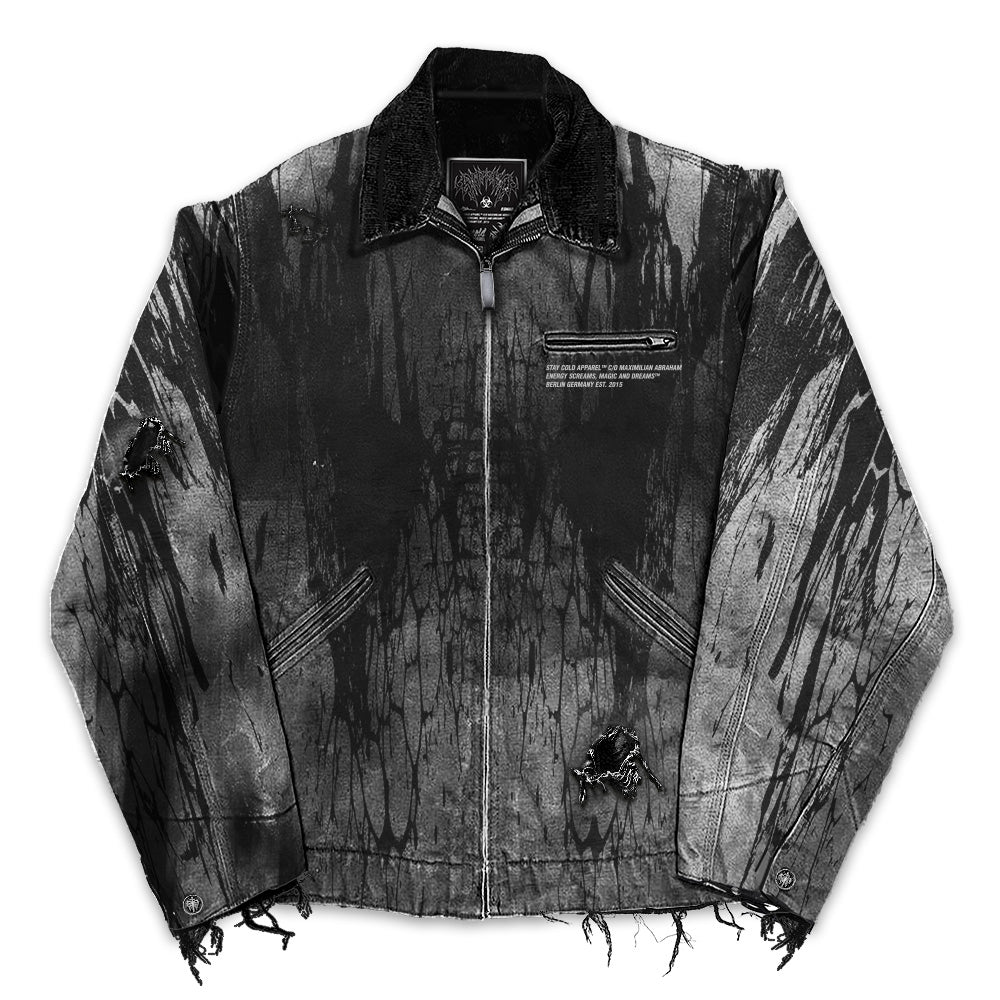 Ash Grid (Dirty Grey) - Distressed Denim Jacket (380GSM)