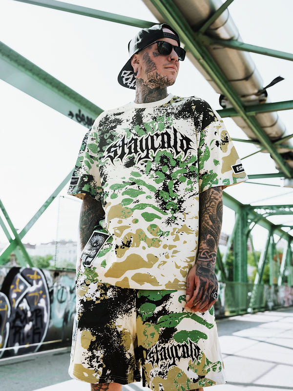 Night Ops - Heavy Oversized T-Shirt (Sand Camo) 250GSM Lifestyle Image