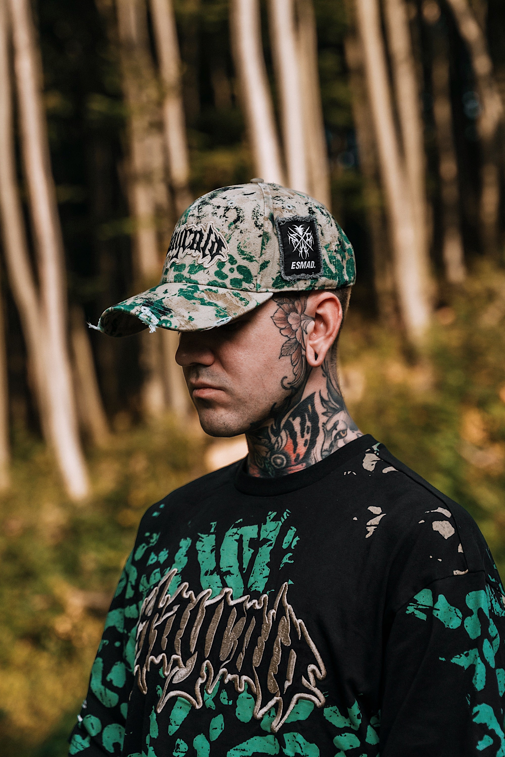 Night Ops (sand camo) - Distressed Baseball Cap