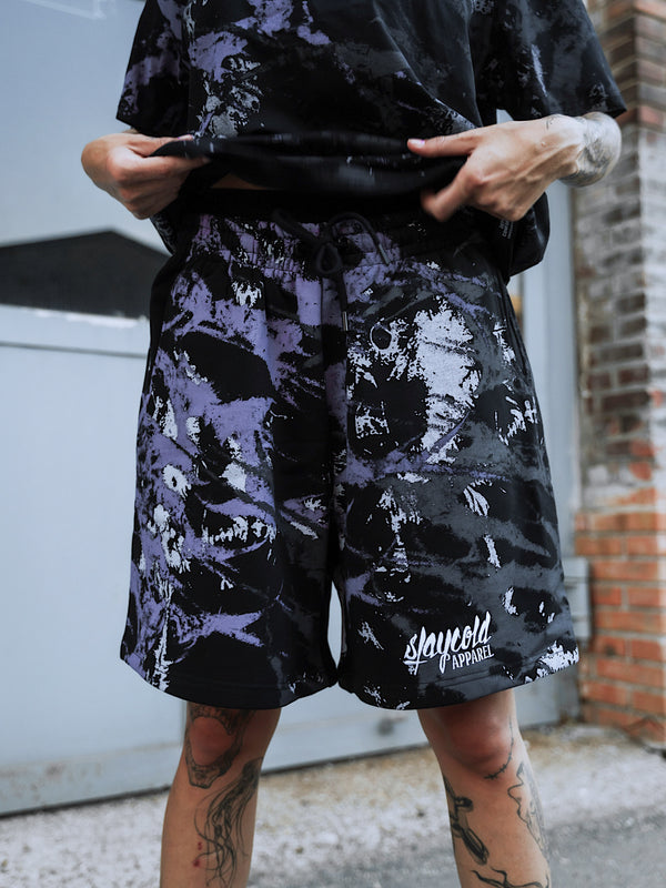 Nightbreed (purple tie dye) - Prime Short (350GSM) Lifestyle Image