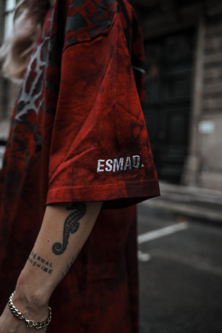 Nocturnal Lifelines - Heavy Oversized T-Shirt (Red Acid) 250GSM Image 5