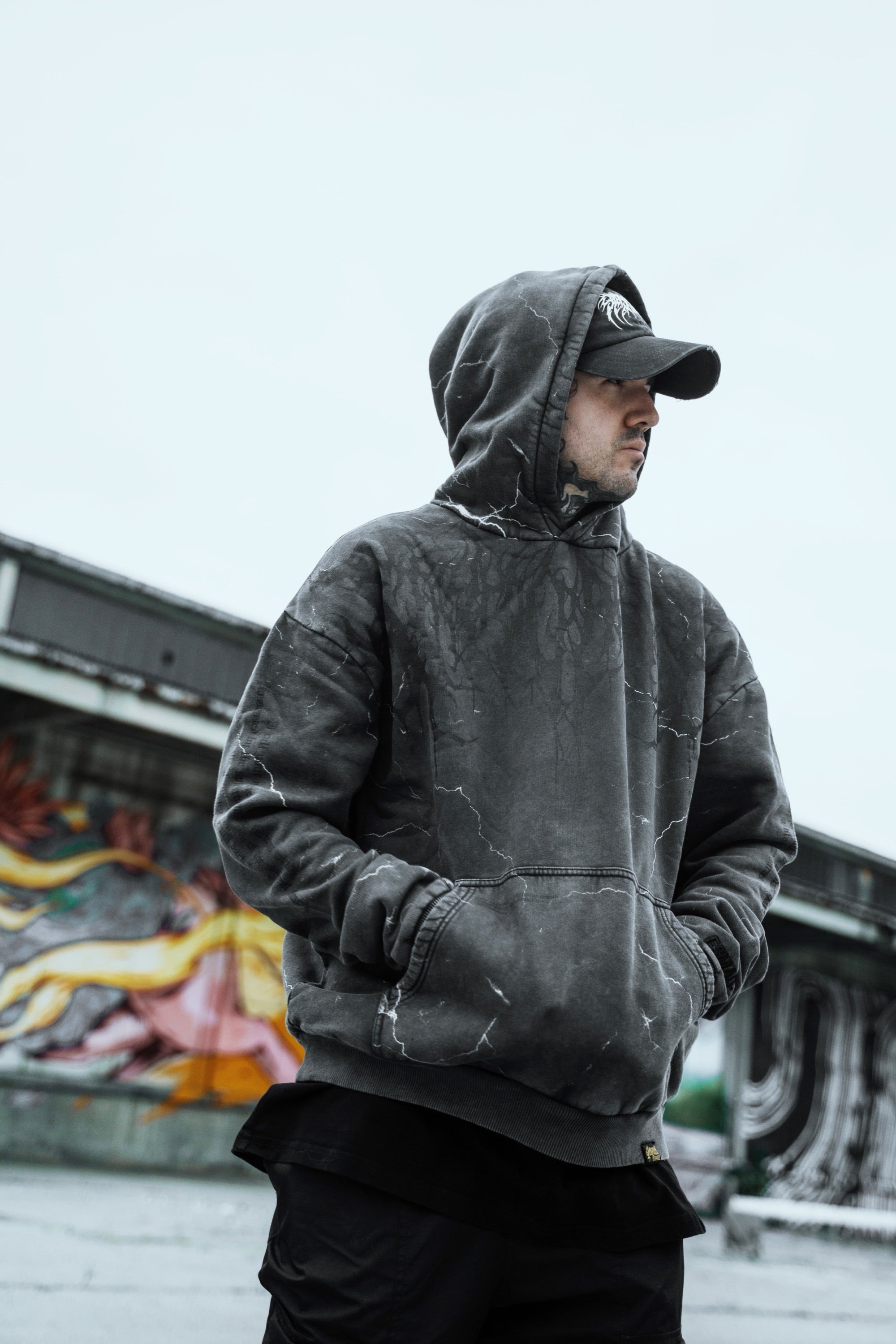 Reign Of Blood - Heavy Oversized Hoodie (Acid Washed Storm) 400GSM