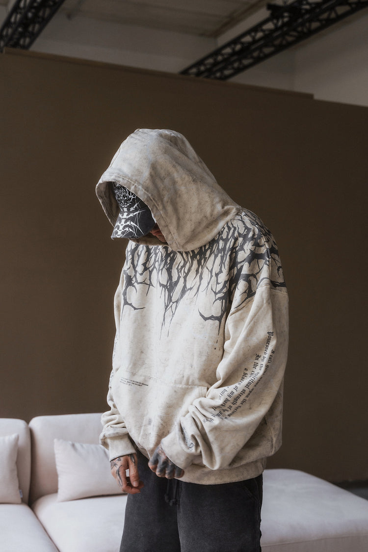 Reign Of Blood Grey Edition - Heavy Oversized Hoodie (400GSM) Image 16