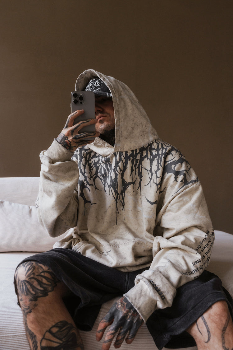 Reign Of Blood Grey Edition - Heavy Oversized Hoodie (400GSM) Image 18
